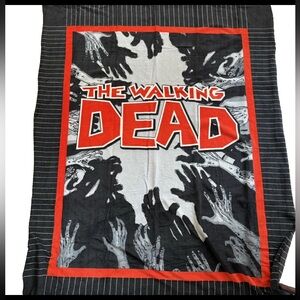 The Walking Dead Fleece Blanket Panel Fabric DIY 63"L x 52" W Black Red Zombie